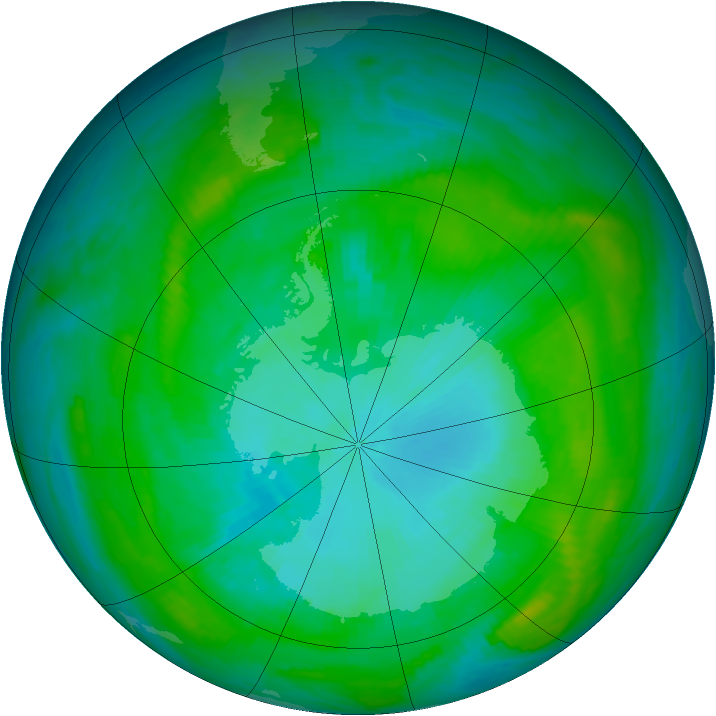 Antarctic ozone map for 28 January 1984